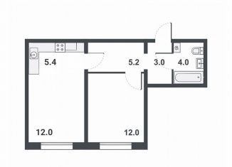 Продается 2-ком. квартира, 41.6 м2, Киров, ЖК Ривер Парк, Прибрежный бульвар, 6