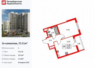 Продаю однокомнатную квартиру, 33.5 м2, Бугры