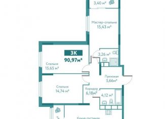 Продаю 3-комнатную квартиру, 91 м2, Тюмень, улица Павла Никольского, 14, ЖК Акватория