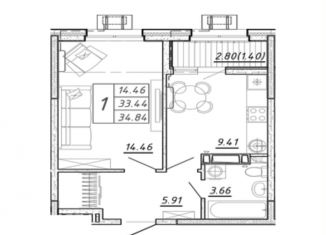 Продаю 1-комнатную квартиру, 35 м2, Ростов-на-Дону, улица Зорге, 11, ЖК Современник