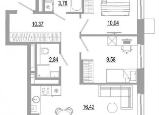 Продам двухкомнатную квартиру, 53 м2, Астраханская область