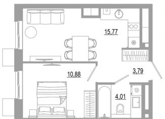 1-ком. квартира на продажу, 34.5 м2, Астрахань