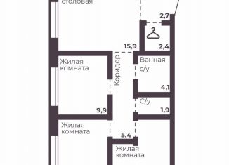 3-комнатная квартира на продажу, 63.1 м2, Челябинск