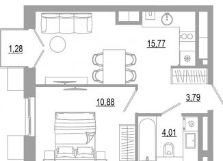 Продажа однокомнатной квартиры, 35.7 м2, Астрахань