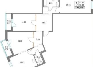 Продам 3-ком. квартиру, 96.9 м2, Санкт-Петербург, Коломяжский проспект, 11, метро Чёрная речка