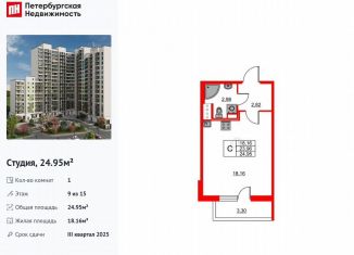 Продам квартиру студию, 25 м2, Бугры