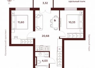 Продажа 2-ком. квартиры, 50 м2, Санкт-Петербург, метро Удельная