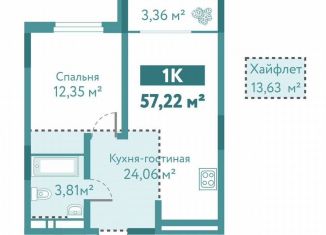 Продажа однокомнатной квартиры, 57.2 м2, Тюмень, улица Павла Никольского, 10к1блок2, ЖК Акватория