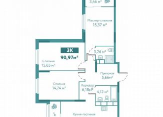 Продается 3-комнатная квартира, 91 м2, Тюмень, улица Павла Никольского, 10к1блок2, ЖК Акватория