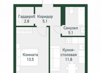 Продаю однокомнатную квартиру, 38.3 м2, Кременкульское сельское поселение