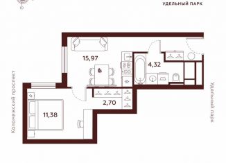 Продается однокомнатная квартира, 34.4 м2, Санкт-Петербург, метро Пионерская