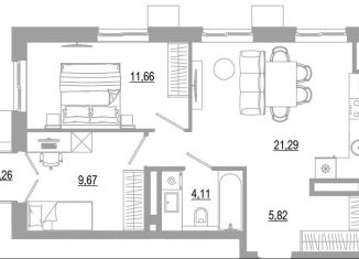 Продается 2-ком. квартира, 53.8 м2, Астрахань