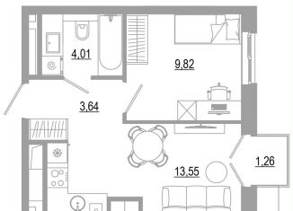 1-комнатная квартира на продажу, 32.3 м2, Астрахань