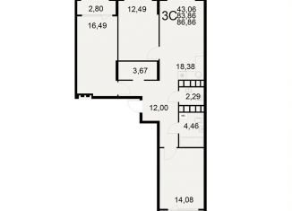 Продажа трехкомнатной квартиры, 86.9 м2, Рязанская область