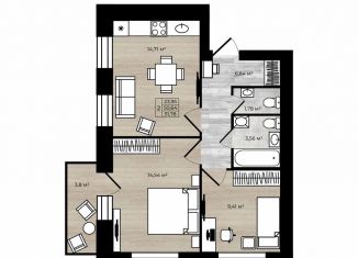 Продается 2-ком. квартира, 54.4 м2, Ярославль, Фрунзенский район