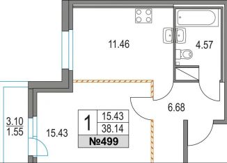 Продажа 1-комнатной квартиры, 38.1 м2, Санкт-Петербург, Коломяжский проспект, 13к3, муниципальный округ Комендантский Аэродром