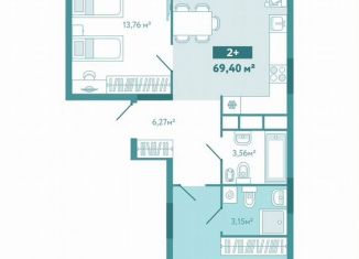 Продается двухкомнатная квартира, 69.4 м2, Тюмень, улица Павла Никольского, 10к1блок2, ЖК Акватория