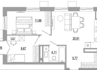 Продам двухкомнатную квартиру, 53.4 м2, Астрахань