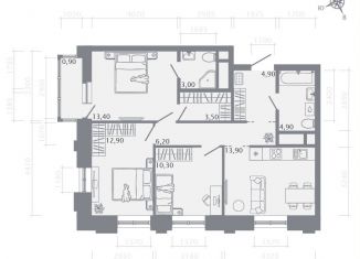 Продажа 3-комнатной квартиры, 73.9 м2, Казань, Советский район, улица Родины, 1