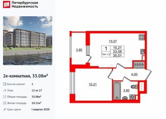 Продается 1-ком. квартира, 33.1 м2, Санкт-Петербург, Невский район