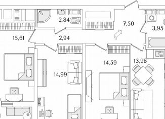 Продам 3-комнатную квартиру, 77.9 м2, Санкт-Петербург, метро Пролетарская, Октябрьская набережная, 116