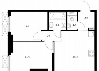 Продам 2-комнатную квартиру, 45.6 м2, Москва, метро Бутырская, жилой комплекс Руставели 14, к2.5