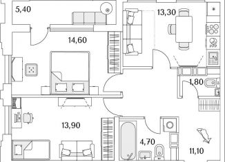 Продается 2-ком. квартира, 62.3 м2, Санкт-Петербург, Планерная улица, 99, муниципальный округ Юнтолово