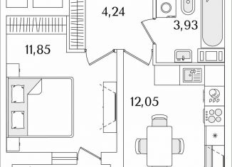 Продам 1-ком. квартиру, 33.6 м2, Санкт-Петербург, Октябрьская набережная, 116, муниципальный округ Народный