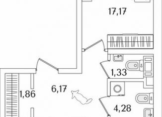 Продам 2-комнатную квартиру, 62.1 м2, Санкт-Петербург, Октябрьская набережная, 116, муниципальный округ Народный