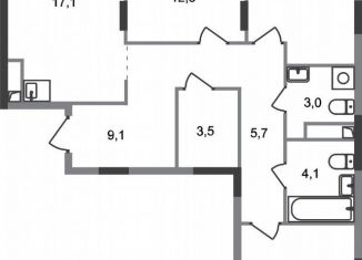 Продажа трехкомнатной квартиры, 81.2 м2, деревня Рассказовка, деревня Рассказовка, 2