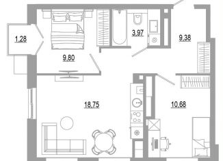 Продаю 2-ком. квартиру, 53.9 м2, Астраханская область