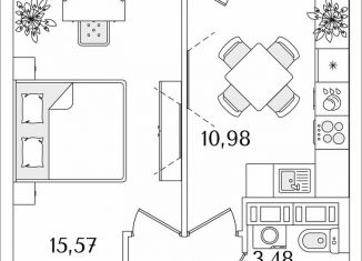 Продажа 1-комнатной квартиры, 35.1 м2, Санкт-Петербург, Октябрьская набережная, 116, метро Ломоносовская