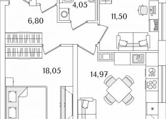 Продаю двухкомнатную квартиру, 59.1 м2, Санкт-Петербург, Невский район, Октябрьская набережная, 116