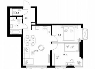 Продаю 2-комнатную квартиру, 52.8 м2, Москва, ВАО