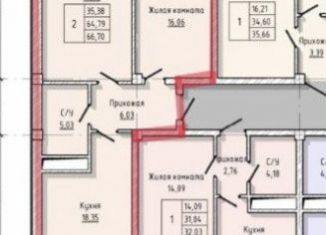 Продается 2-комнатная квартира, 66.7 м2, Нальчик, улица Тарчокова, 127Б