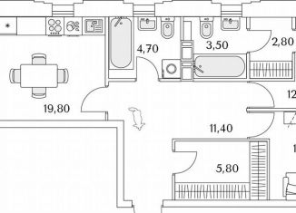 Продажа двухкомнатной квартиры, 76.6 м2, Санкт-Петербург, Планерная улица, 99, муниципальный округ Юнтолово