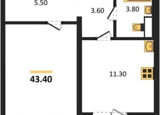 Продажа однокомнатной квартиры, 43.4 м2, Воронеж, Ростовская улица, 18А