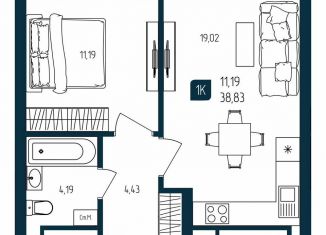 Продаю 1-ком. квартиру, 38.8 м2, Тюмень, Ленинский округ