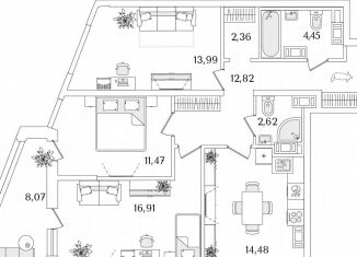 Продаю 3-ком. квартиру, 83.1 м2, Санкт-Петербург, метро Пролетарская, Октябрьская набережная, 116