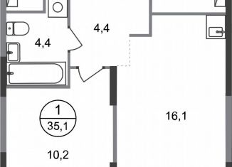 Продам 1-ком. квартиру, 35.1 м2, Москва, деревня Рассказовка, 2