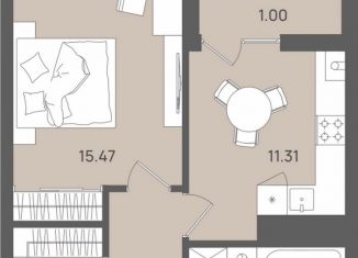 Продается 1-комнатная квартира, 42.8 м2, Светлогорск