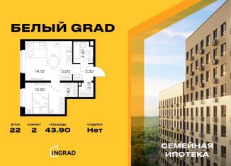 Продам двухкомнатную квартиру, 43.9 м2, Московская область