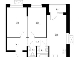 Продажа двухкомнатной квартиры, 53.9 м2, Екатеринбург, ЖК Космонавтов 11, 4.2, Железнодорожный район