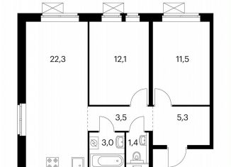 Продам двухкомнатную квартиру, 58.7 м2, Котельники