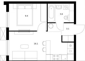 Продается 1-комнатная квартира, 32.2 м2, Московская область