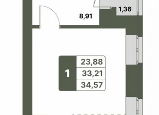 1-комнатная квартира на продажу, 34.6 м2, село Миловка