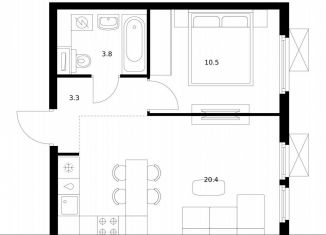 Продается однокомнатная квартира, 38 м2, Московская область