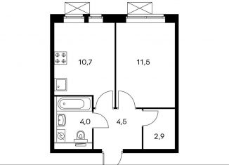 Продаю 1-ком. квартиру, 33.2 м2, Московская область