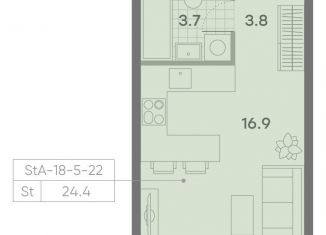 Квартира на продажу студия, 24.4 м2, Москва, ЖК Парксайд, 3, район Чертаново Центральное