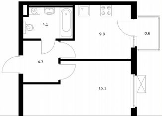 Продаю 1-комнатную квартиру, 33.9 м2, Московская область